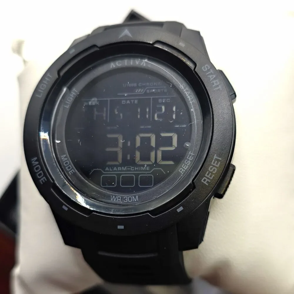 Activa X Invicta Digital Sport Watch, Black, 45mm Alarm/Chronograph/Light,WR 30m